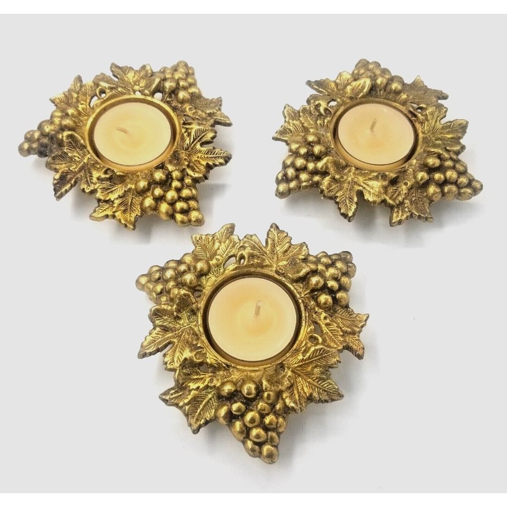 Vintage Ornate Brass Votive Candle Holders